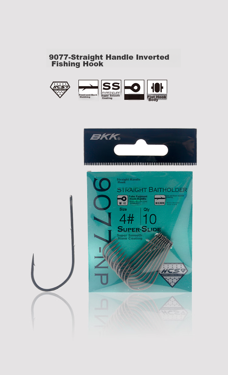 BKK Lure Backstab Double Barbed Straight Handle Hook, Black Pit Free Fishing Set, Reinforced Hook, Long Handle Downfishing Hook 1