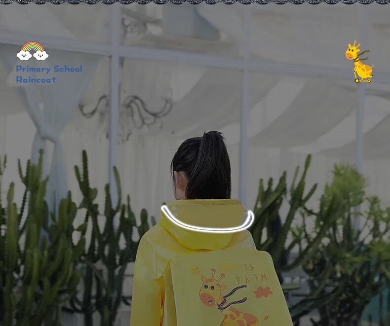 KEYRU Children's Raincoat for Elementary School Students And Kindergarteners with Backpack Space, Full-Body Waterproof Extended Raincoat for Boys And Girls 4