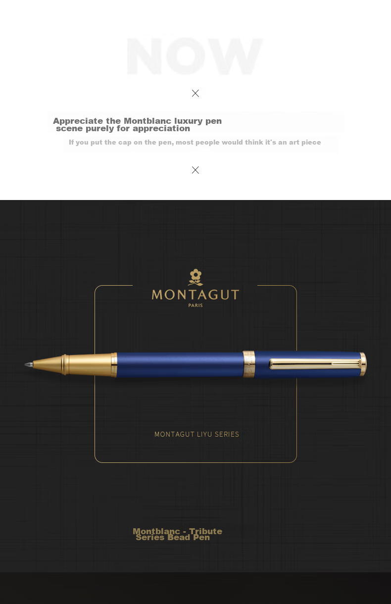 MONTAGUT Business Ballpoint Pen Corporate Gift Box Holiday Present for Clients, Employees And Students Metal Gel Pen Liyu Series Blue 0.5mm 5