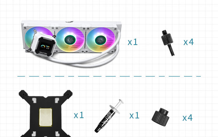 VALKYRIE B360W VK All-in-One CPU Liquid Cooler 2-Inch IPS LCD Screen Multi-Platform Support ARGB Lighting One-Cable Connection 16