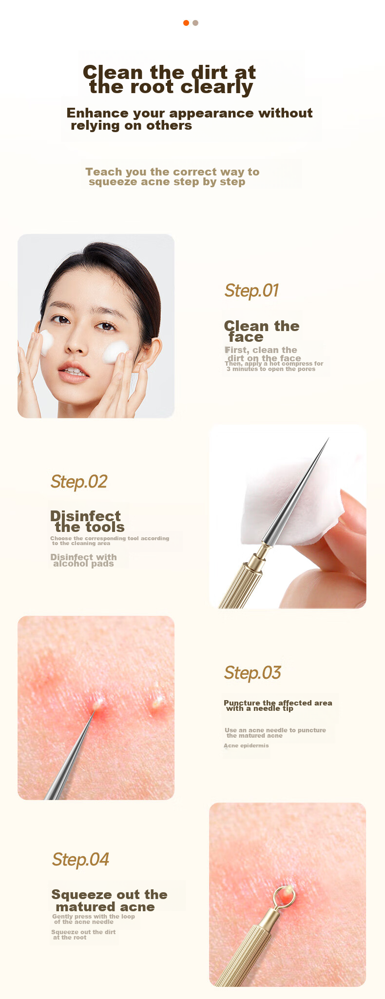 Sude Blackhead Extractor, Acne Needle, Comedone Remover Tool, Pimple Popper for Beauty Salons, Specialized Acne Needle 9