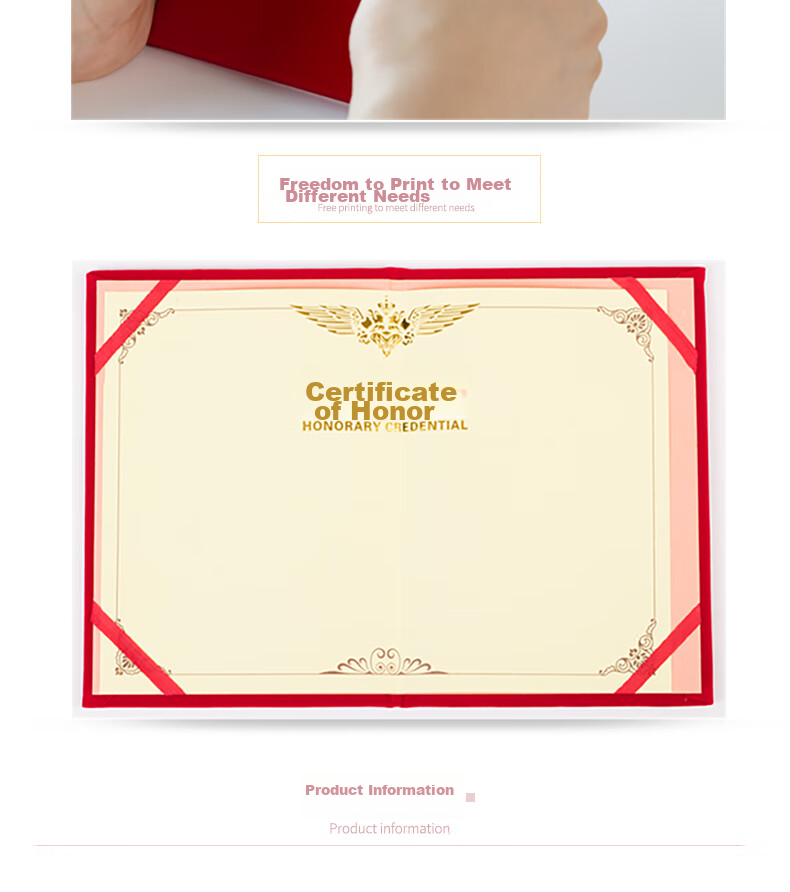 Deli Single 16K Velvet Honor Certificate with Inner Pages, Suitable for Annual Meetings And Ceremonies, Red 7579 4