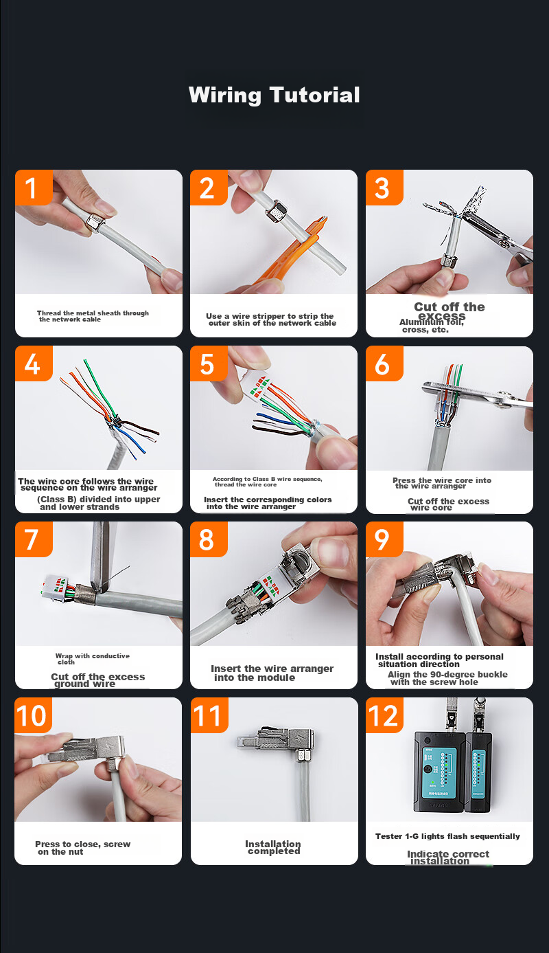 SAMZHE CAT6A 10G Shielded Tool-Free Crystal Head, Engineering-Grade CAT6A Tool-Free RJ45 Network Connector, Right-Angle Elbow CAT6A Network Cable Connector, Single Pack MDC65 18