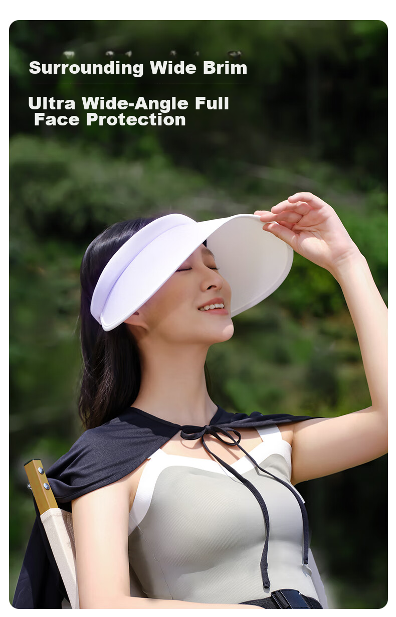 VVC Sun Protection Hat for Women, Sun Visor, UV-Resistant Wide-Brimmed Bucket Hat, Gradient Gray 19