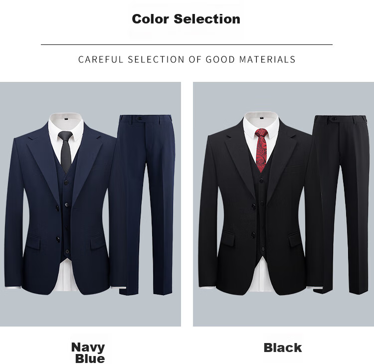 Patuowa Men's Suit Set, Slim Fit Professional Formal Wear, Men's Business Suit, Wedding Attire, Black, 4XL 5