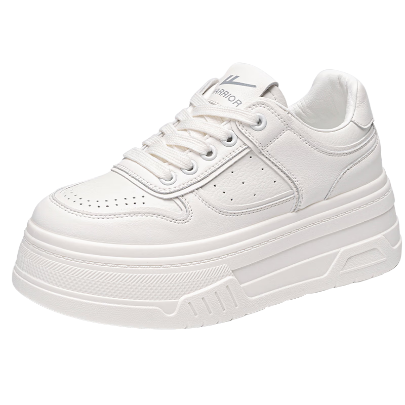 Huili Women's Shoes Spring Thick-Soled White Sneakers for Female Students, Versatile Height-Increasing Skateboard Shoes, Women's Sports Casual Shoes, White, Size 40