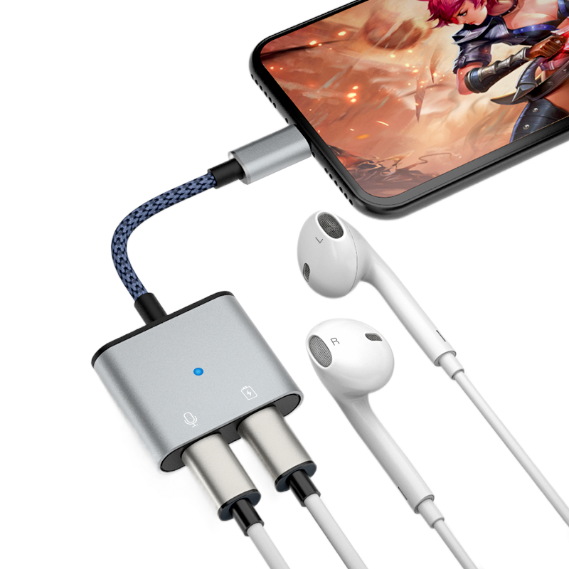 JOWOYE Apple Adapter for IPhone 13/14 Pro Max/iPad Air 3 Tablet, Headphone Adapter for Music, Calls, Mobile Live Streaming, Microphone, Gaming, PUBG Voice U-Shaped Shield