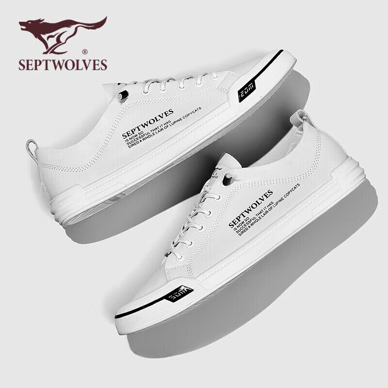 SEPTWOLVES Men's Versatile Shoes, Casual Sneakers for Men, White Shoes 8313430848, White, Size 38