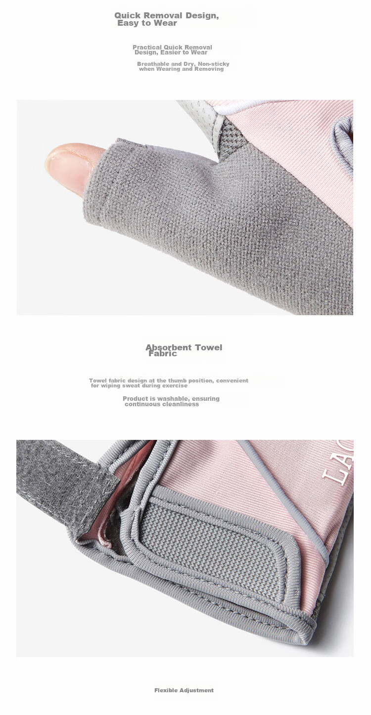 LAC Lightweight Sports Gloves, Women's Fitness Workout Gloves, Non-Slip Protective Fingerless Breathable Gloves for Equipment Training, Cherry Pink, Size S 5