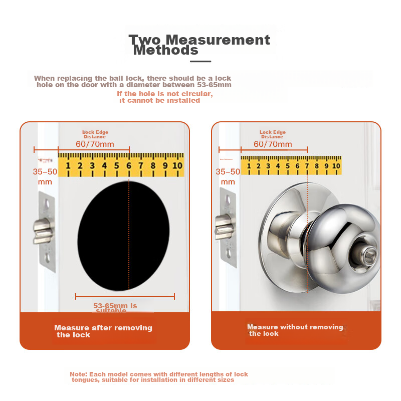 Fly.Globe Spherical Lock, Indoor Bedroom Door Lock, 304 Stainless Steel Ball Lock, with Double Latch 4