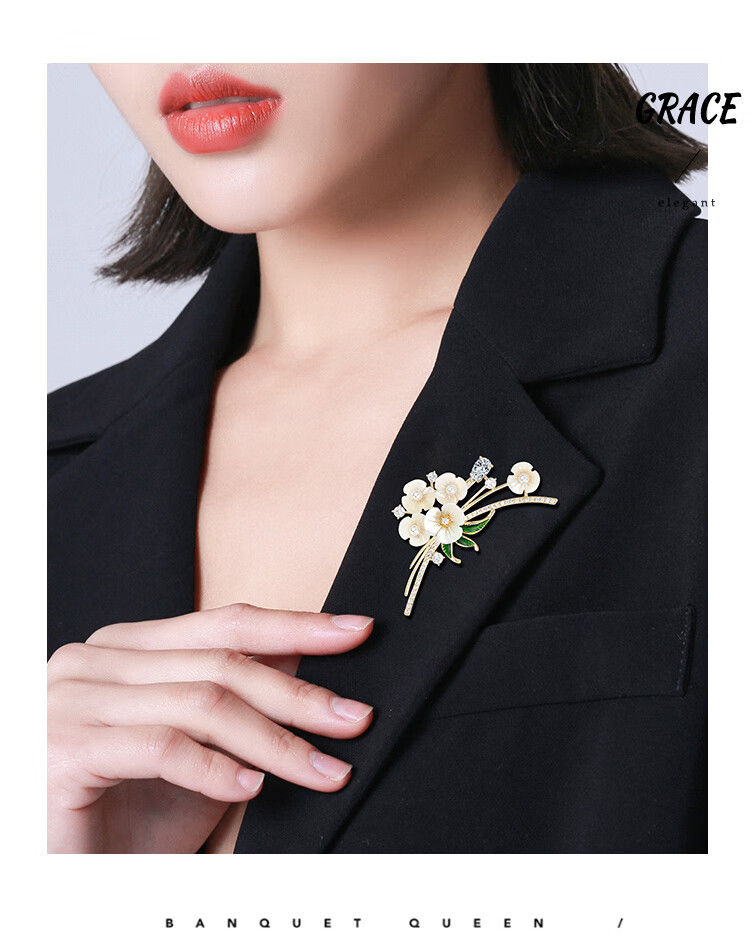 Qlady High-End Luxury Brand Brooch for Women, Anti-Exposure Pin, Suit Accessory, Mid-Autumn Festival Gift 8