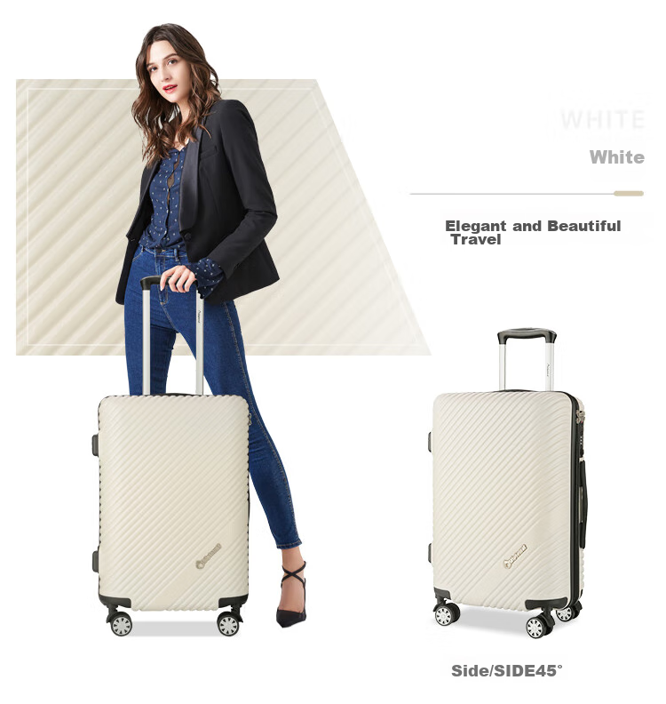 Diplomat 24-Inch Large Capacity Suitcase, Men's Password Lock Cloud Travel Case, Women's Trolley Luggage TC-23253 White 14