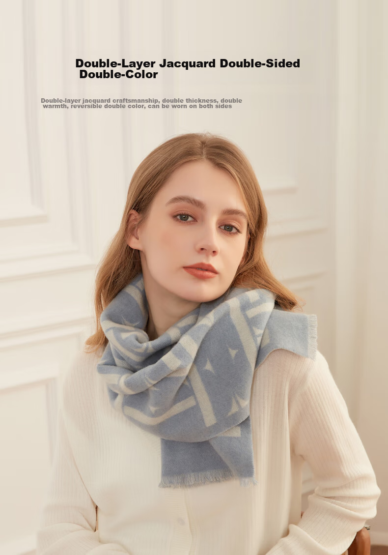 ELLE [Gift Box] 100% Wool Scarf for Men And Women, Autumn And Winter Warm Neck Warmer Shawl, Birthday Gift, Mid-Autumn Festival Present 6