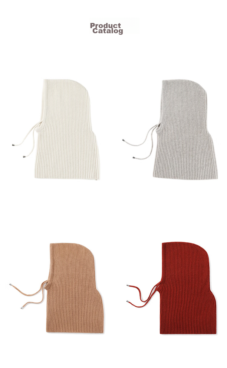 JIUMU Pure Wool Warm Knit Hat for Women, Autumn And Winter Balaklava Knitted Cap, Cold-Proof Hood with Integrated Neck Warmer 28