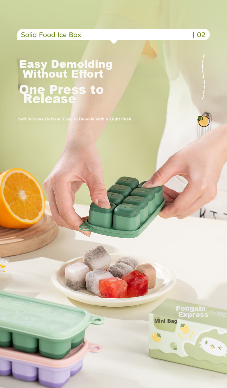 CAIZHI Baby Food Tray Set, Silicone Freezer Trays for Infant Food Storage, Green + Bags, 36 Pieces CZ6748 5