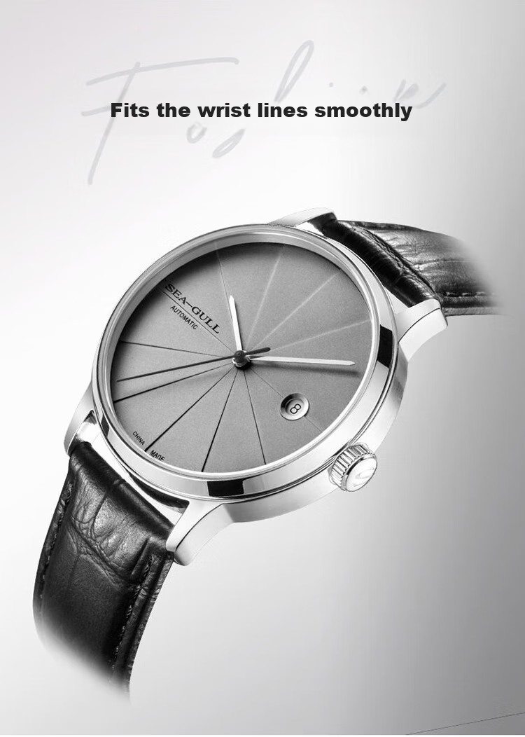 SEAGULL Men's Automatic Mechanical Watch, Bauhaus Date Display Men's Watch, Birthday Gift for Men, Model 6091 23