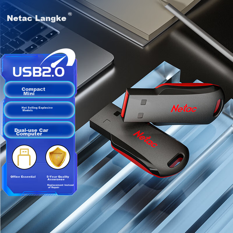USB-накопитель Netac U196 32GB USB 2.0, черный/красный