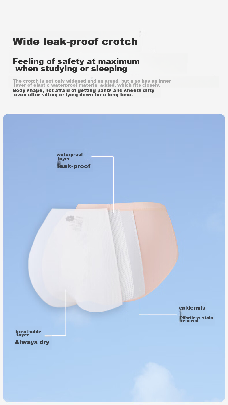Like UU Girls' Developmental Safety Underwear Moisture-Wicking Antibacterial 5A Period Leak-Proof Comfort Panties 4