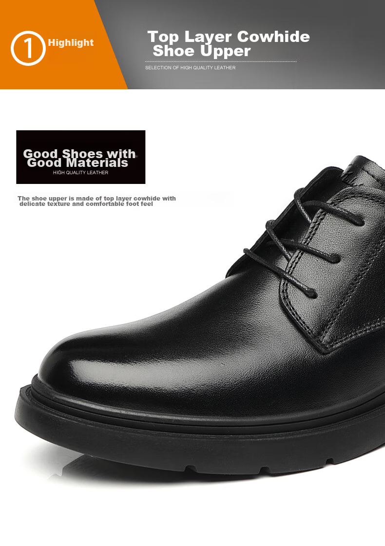MULINSEN Men's Shoes, Top-Grain Leather, Formal Business Shoes, Breathable Soft-Soled Men's Leather Shoes, FP223220 9