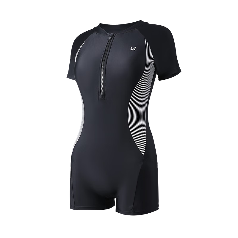 Keep Women's Professional One-Piece Swimsuit, Square Leg, Competitive Speed, Conservative, Plus Size, Hot Spring Swimwear 047, Gray Blue, L