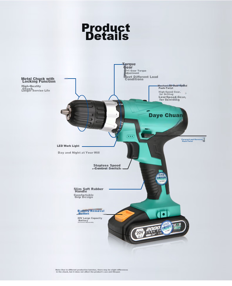 Dayi Electric Drill, Dual-Speed Hand Drill 1008, Rechargeable Hand Drill, Multi-Functional Household Electric Screwdriver, Electric Motor without Machine 9