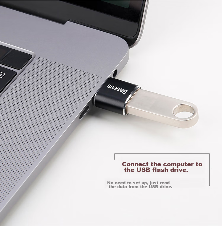 Baseus Type-C Adapter USB OTG Data Cable, Phone USB Drive Tablet Adapter, Car Charger Converter, Compatible with Apple MacBook Laptops Huawei Xiaomi 6
