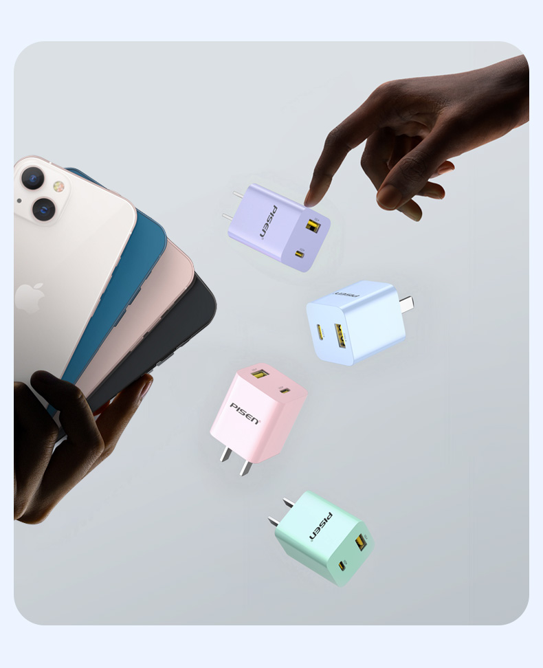 Pisen 3C Apple Charger, PD30W Charging Head, Type-C Multi-Port Fast Charging Plug, Suitable for IPhone 18 Pro/17/16/15/14/13, Huawei, Xiaomi Phones, IPad 9