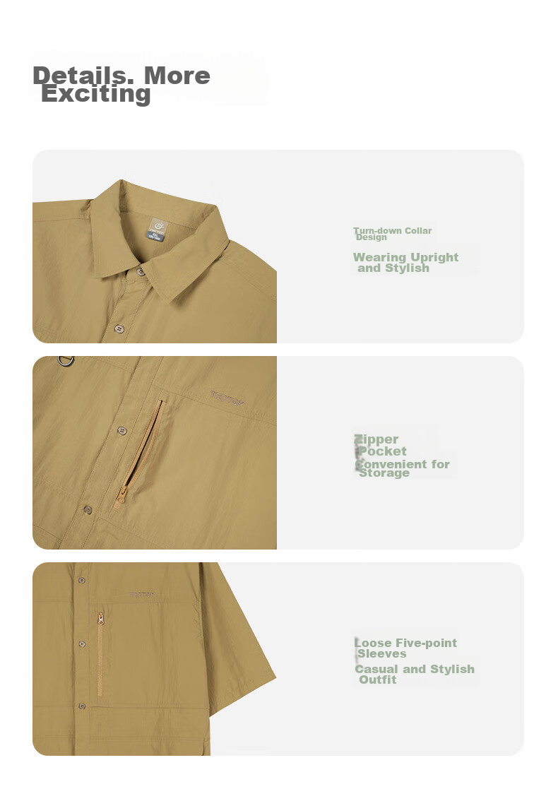TECTOP Short-Sleeve Shirt, Outdoor Casual T-Shirt Top, Men's Lightweight Shirt, 2422267CS Men's Style, Olive Green, XL 14