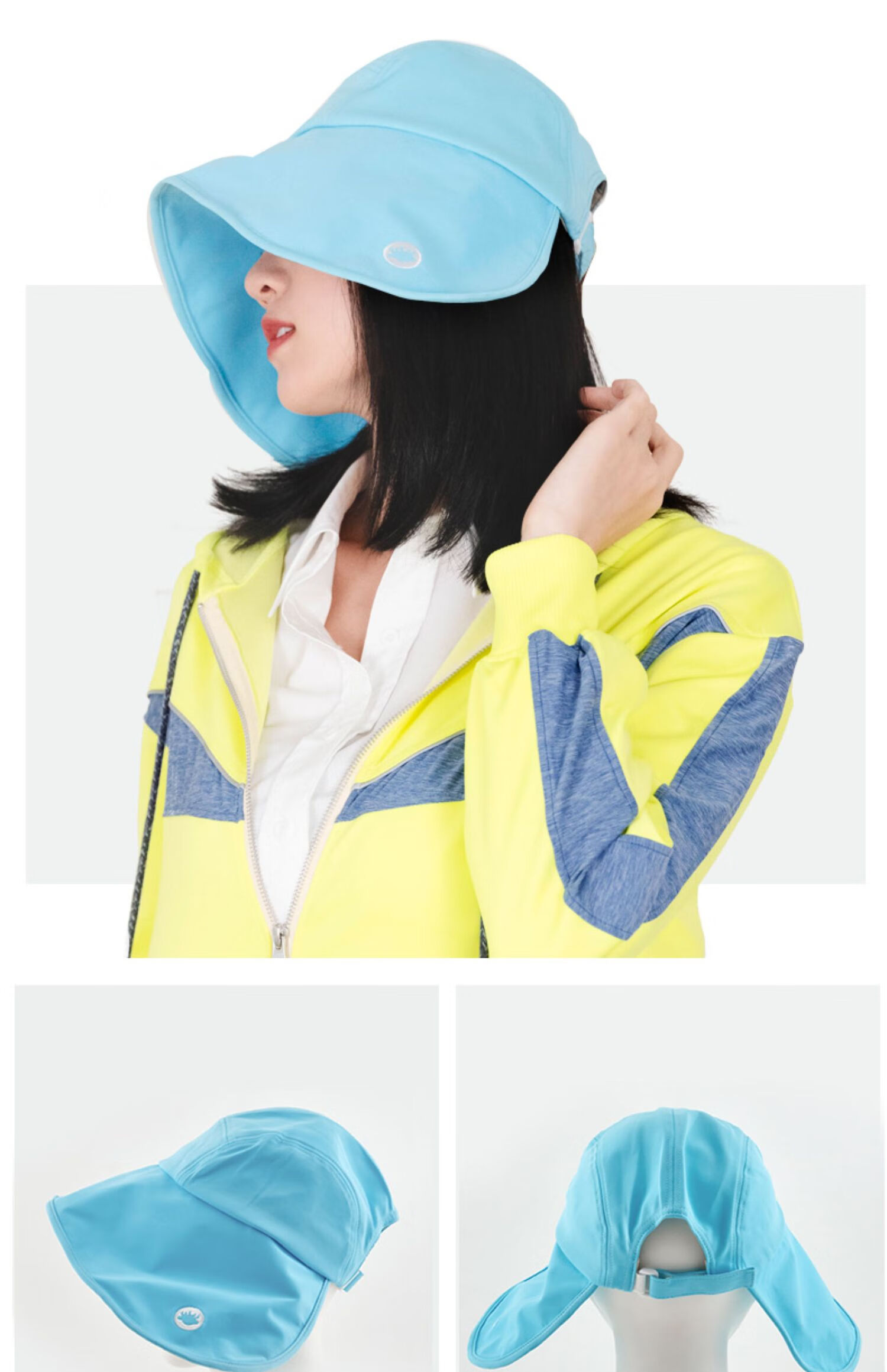 HOII Sun Protection Hat for Women, UV-Resistant Summer Wide Brim Round Bucket Hat Sun Visor Red 14