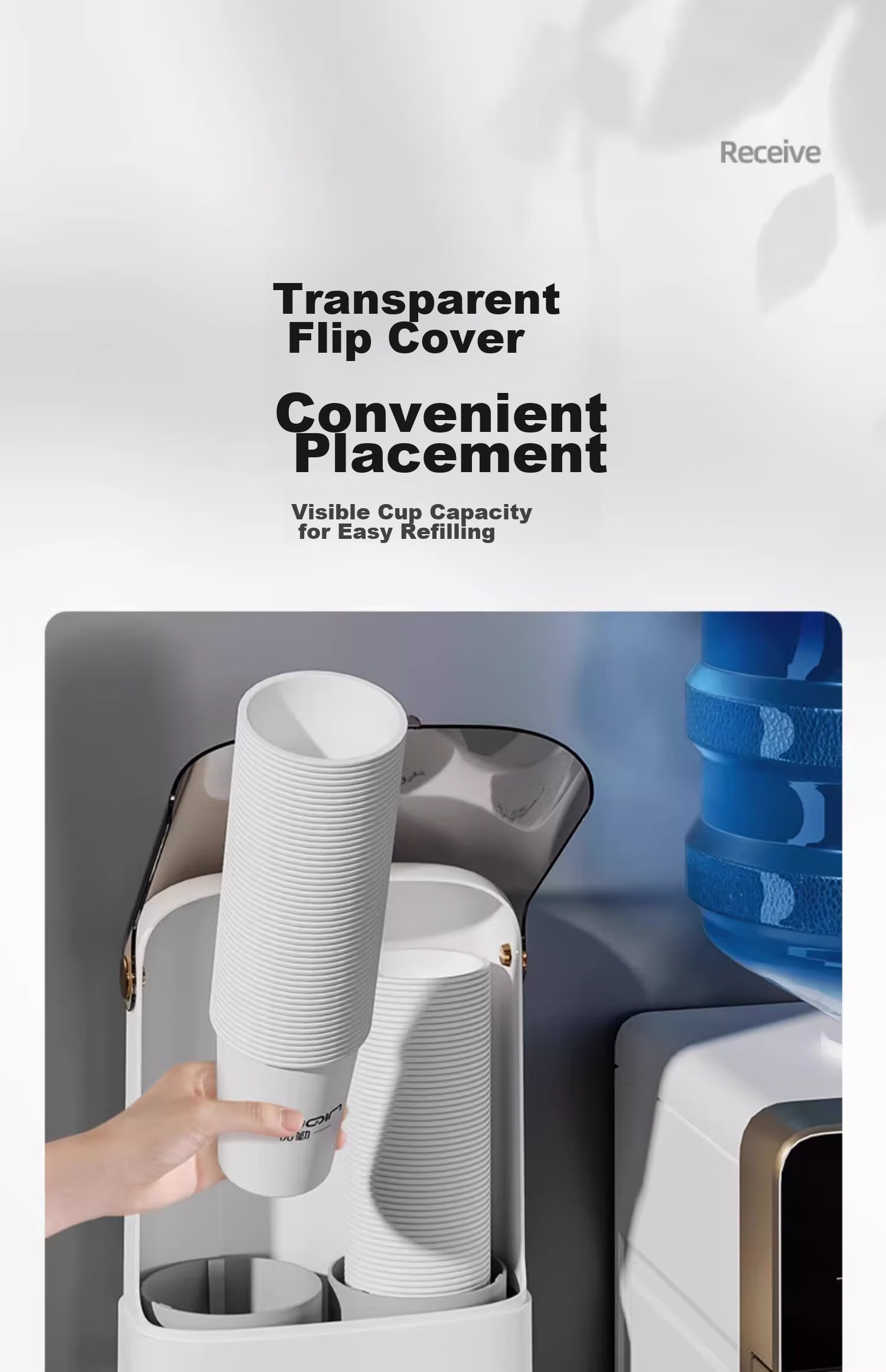Jiadu Disposable Cup Dispenser, Wall-Mounted Water Dispenser Cup Storage Rack, Home Cup Holder, Paper Cup Rack 6