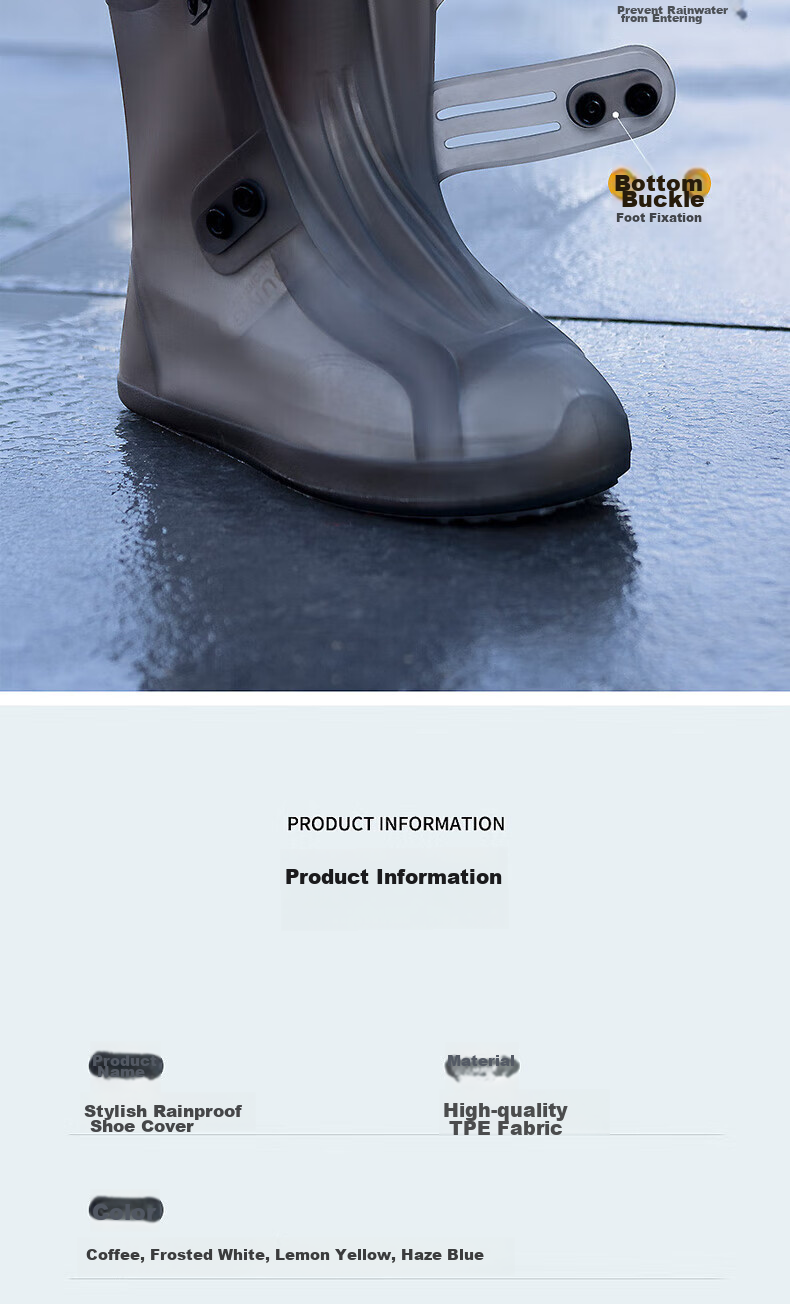 BWNK Waterproof And Rainproof Shoe Covers for Men And Women, Straight Tube Non-Slip Thickened Wear-Resistant, Brown, Size 34-36 8