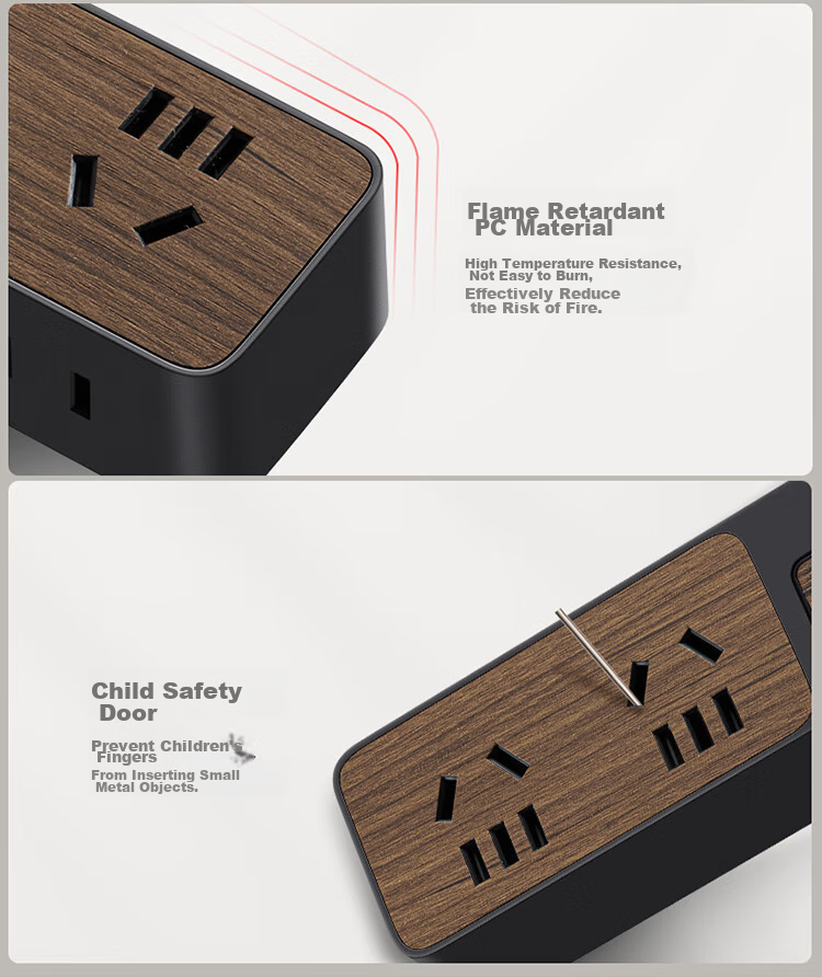 BULL Power Strip / Extension Cord / Surge Protector / Multi-Outlet Strip / Power Board / Cable Reel with Master Switch, 4 Outlets, 1.8m, Black Wood Grain, GN-R1220 6