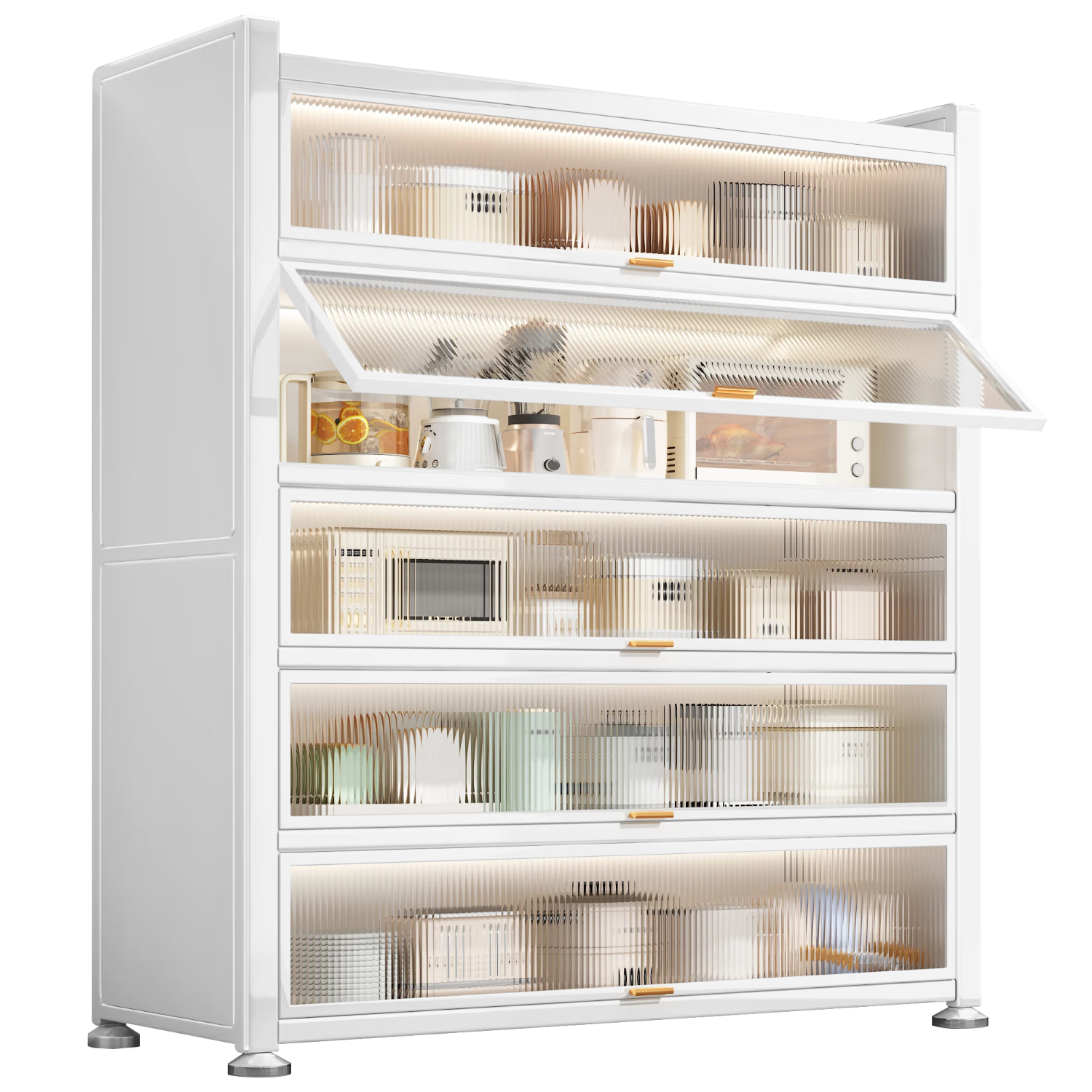 Jiabangshou Kitchen Utensil Storage Rack, Floor-Standing Microwave Oven Organizer, Multi-Layer Dustproof Storage Cabinet, Multifunctional Cupboard, Length 100cm