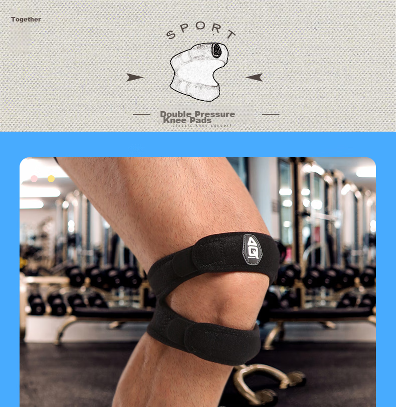 AQ Patellar Strap Sports Knee Brace for Men And Women, Protective Band with Double Compression Support, Black, Single Pack, 52501S/M 1