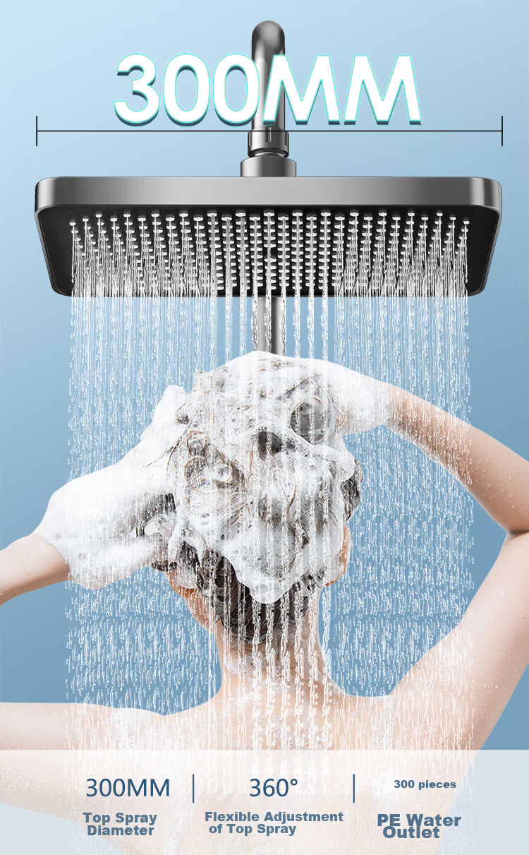 Larsd Shower Set with Handheld Spray Gun, Piano Key Buttons, Gray, Four Modes, F07 7