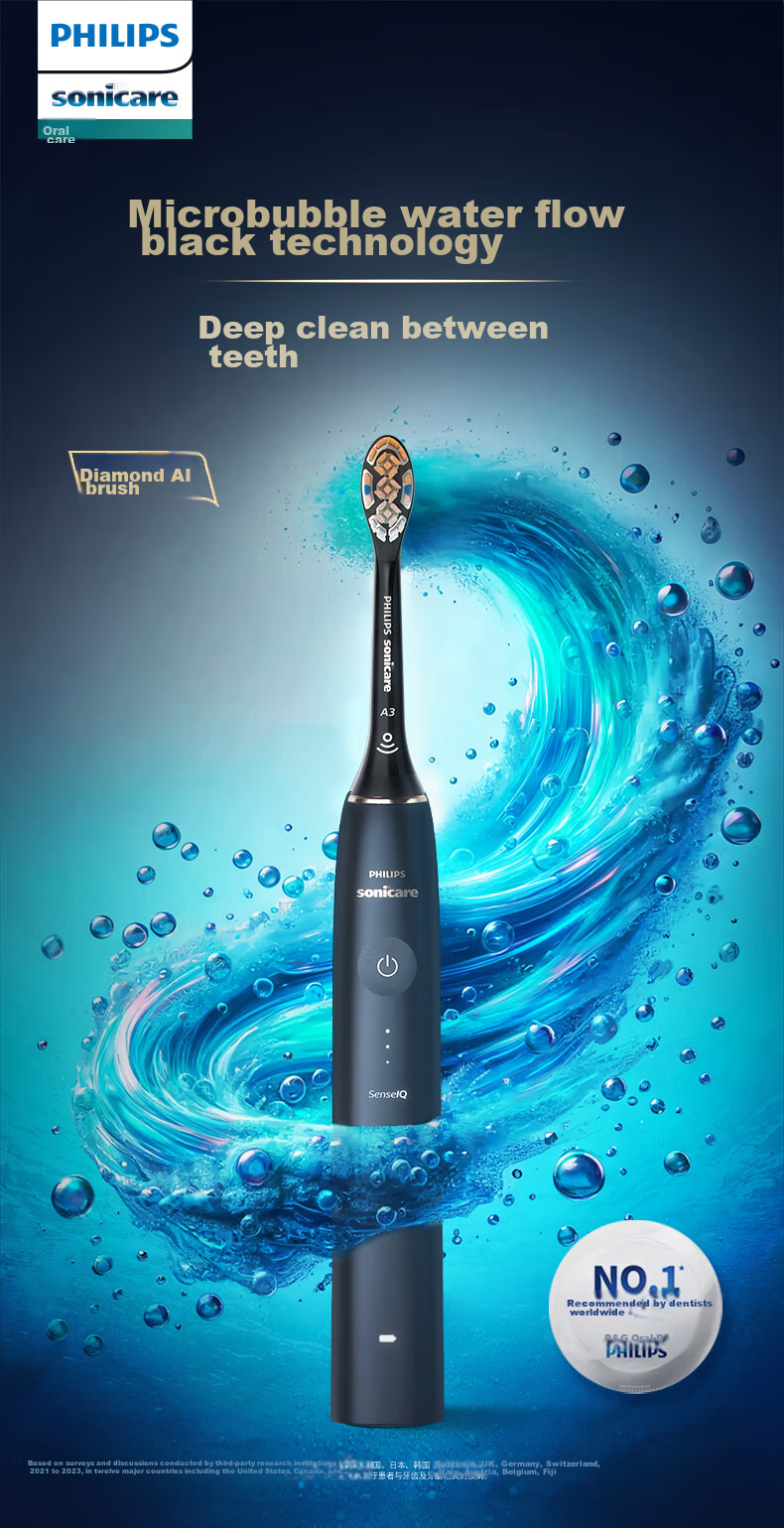 PHILIPS Diamond Ai Electric Toothbrush, One-Touch Ai Automatic Adjustment, Five Smart Sensing Chips, Ai Intelligent Premium Brush Head, HX9996-13 Pink 1