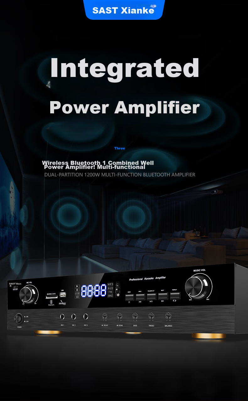 SAST Conference Room Audio System Set, 8-Inch Background Training Equipment Complete Set, Bluetooth Amplifier Wall-Mounted Speakers VD-201/K5/M 8