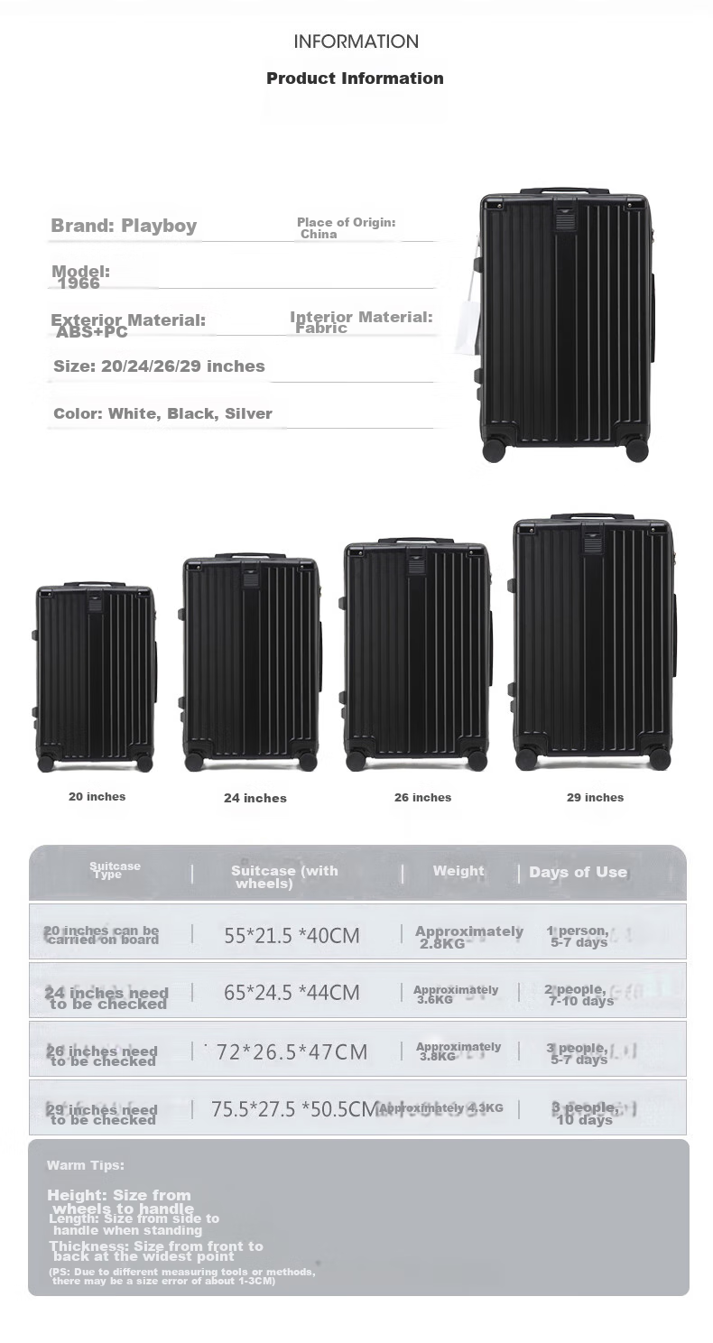 Huahuagongzi Luggage Suitcase for Women And Men, Trolley Case with Spinner Wheels, Travel Carry-On Suitcase with Password Lock, 20-Inch Black 15