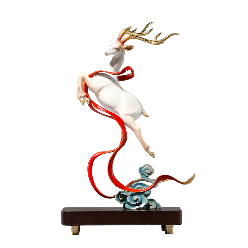 Daming Copper Craftsman Deer Long Rainbow Copper Deer Ornament Living Room Entrance Office Desktop High-End Gift Housewarming Moving Opening Present