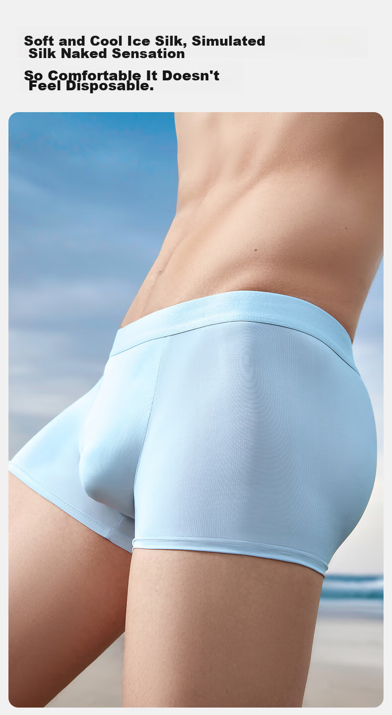 EMXEE New Disposable Underwear, Ice Silk Sterilized Shorts, Boxer Briefs, Large Size, Travel-Friendly, No-Wash, Business Trip, Individually Packaged XXXL 10