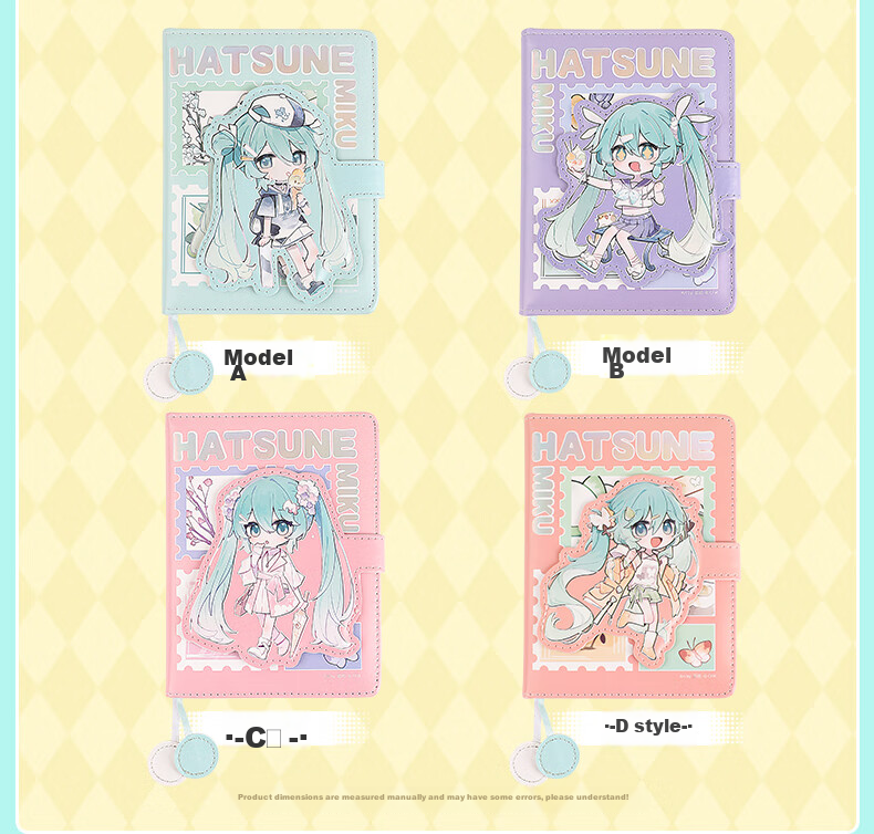 GuangBo Hatsune Miku Official Merchandise Anime Planner, High-Quality Magnetic Cover Diary with 96 Pages/105*140mm CY997027-D Gift 4
