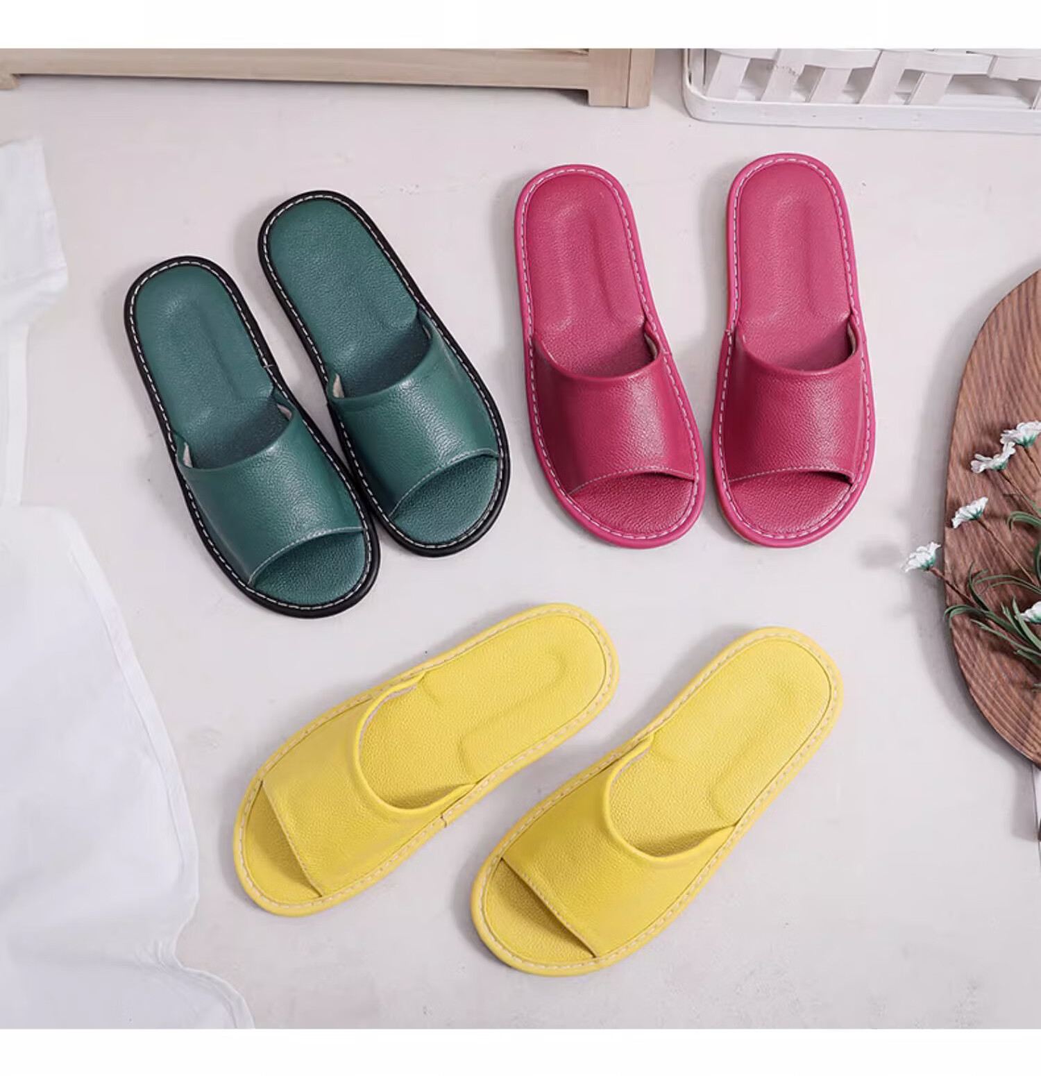 GUOLUOFEI Genuine Leather Home Slippers for Men, Summer Indoor Non-Slip Waterproof Cowhide Sandals, Soft-Soled Home Slippers for Wome 5
