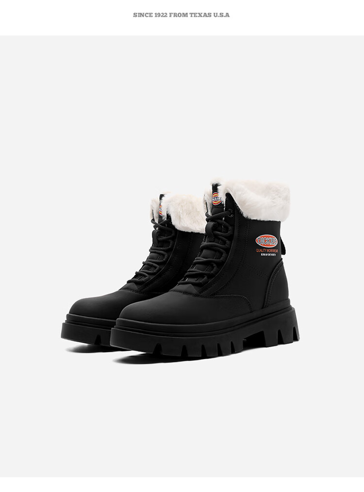 Dickies Women's Snow Boots, Women's Boots, Fleece-Lined Martin Boots, Thickened Warm Cotton Boots, High-Top Casual Boots, Beige, Size 39 10
