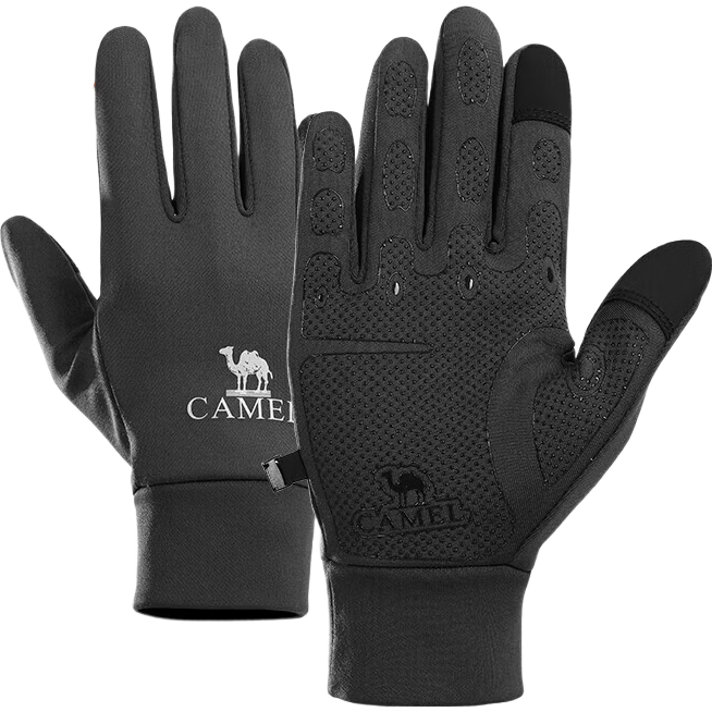 CAMEL Running Gloves for Women, Outdoor Sports Touchscreen Gloves for Men, Non-Slip Thin Fleece-Lined Warm Gloves 1T32264472 Carbon Gray L