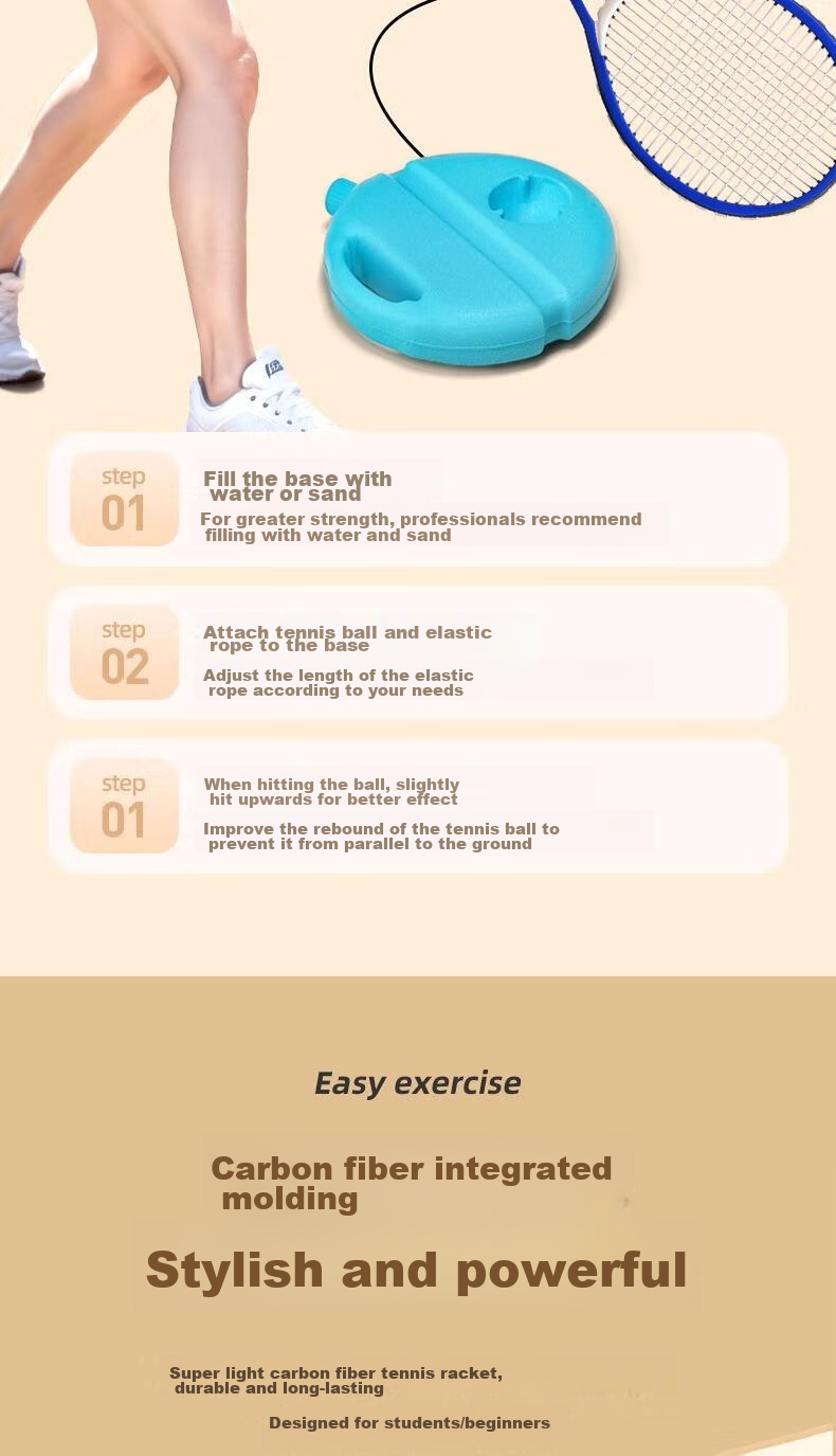 BOSHUJIAN Tennis Rebound Trainer for Parent-Child And Adult Use, Self-Playing Tennis Device, Adult Single Racket 5