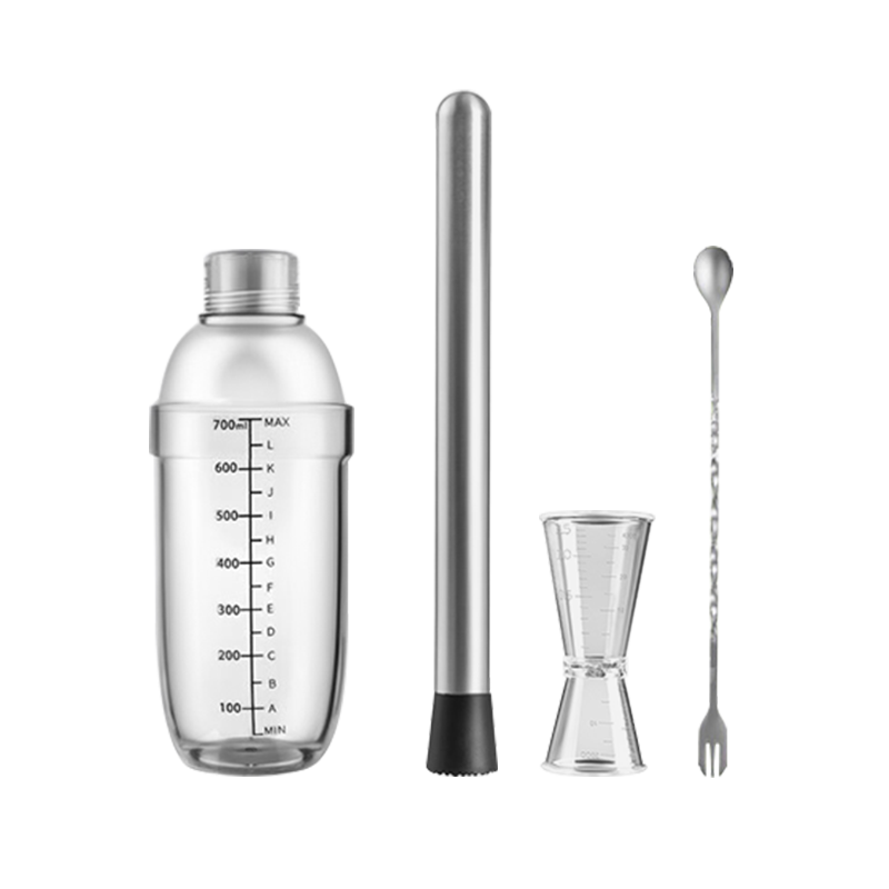 CLITON Cocktail Shaker Set, Hand-Shaken Lemon Tea And Milk Tea Tools, Bartending Kit with Ice Crusher Hammer And Muddler, Shaker Bottle, 4 Pieces