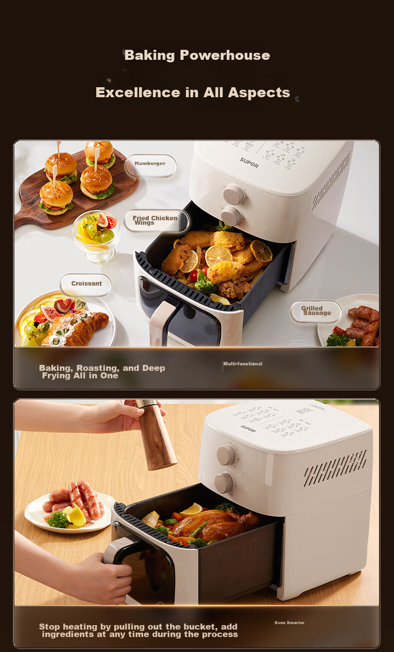 SUPOR Air Fryer, No Flipping Required, Fully Automatic Home Use, 6L Multi-Functional Air Fryer, Dual Knob Visible Air Fryer, Subsidized KJ60Y807 21