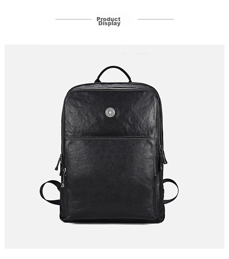 Hush Puppies Business Backpack for Men, Large Capacity Genuine Leather Backpack, 14-Inch Laptop Bag, Cowhide Travel Birthday Gift 11