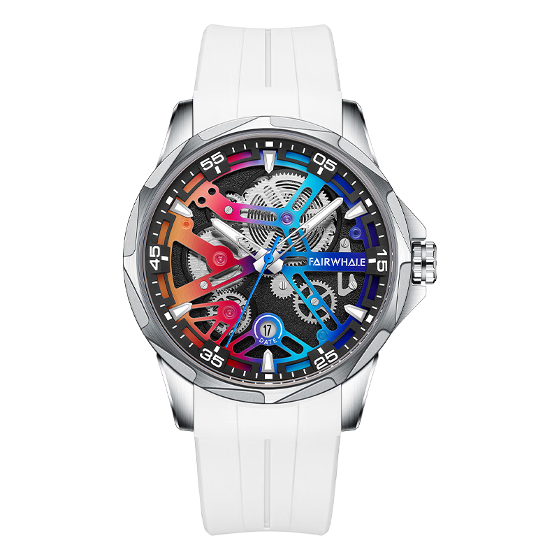 MARK FAIRWHALE Men's Fully Automatic Skeleton Mechanical Watch, Luminous, Water-Resistant, Top Ten Famous Watches, Swiss Quality Wristwatch FW-6620