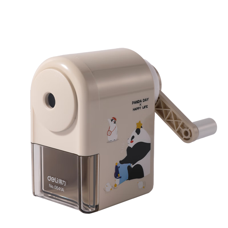 Deli Automatic Pencil Sharpener, Panda Student Hand-Cranked Pencil Sharpener/rotary Pencil Sharpener/cartoon Pencil Sharpener, Student Stationery, Back-To Exam Birthday Gift, White